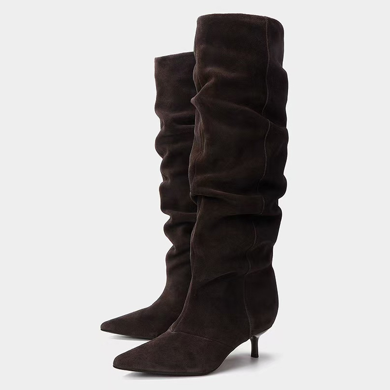 리예 런웨이 패션 플리츠 스웨이드 니하이 부츠 여성 브 - Street Fashion Winter 리뷰 및 가격